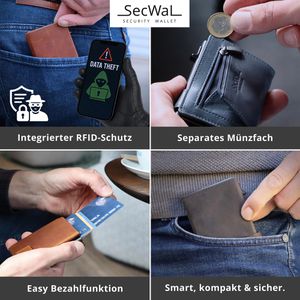 Produktbild für Kreditkartenetui SecWal Echt Leder, schwarz, für 10 Karten