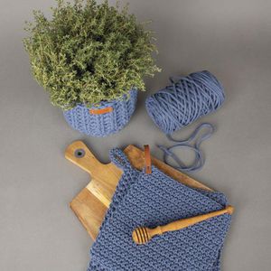 Produktbild für Häkelgarn Rayher 42009372 Braidy Recycling Garn 2 mm jeansblau