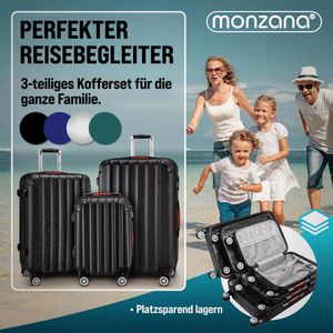 Produktbild für Koffer Monzana Baseline, schwarz, 3-teilig + Zubehör