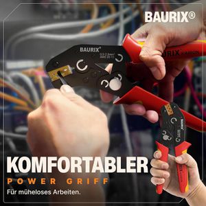 Produktbild für Crimpzange BAURIX Kairon, mit Flachsteckhülsen