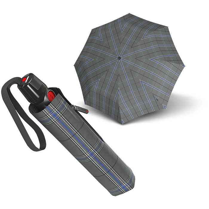 Taschenschirm, Medium T.200 Duomatic, Knirps 28cm, grey, Auf-Zu-Automatik, 98cm Ø Böttcher – AG Regenschirm check