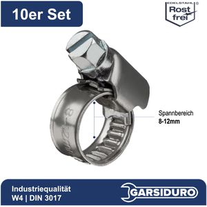 Produktbild für Schlauchschelle GARSIDURO SGS-W4-008012-10, Klasse W4, Set