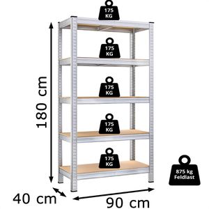 Produktbild für Schwerlastregal Monzana 101370, 5 Holzböden