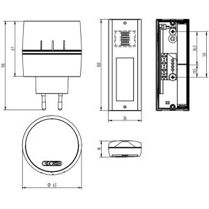 Produktbild für Türklingel Grothe Calima 400, LED-Blinken, 500m Funk, Set
