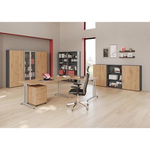 Produktbild für Schreibtisch Hammerbacher B-Serie, asteiche / silber