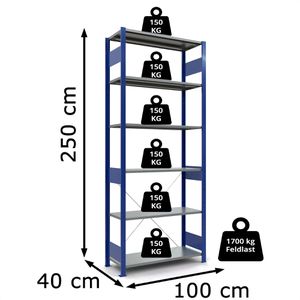 Produktbild für Schwerlastregal Schulte 12641-B, 6 Metallböden