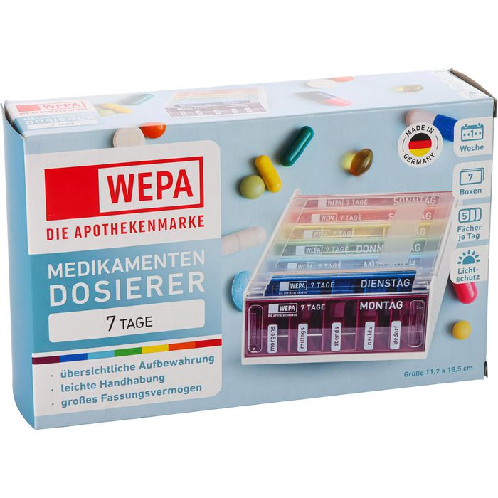 Tablettenbox ANABOX Regenbogen 7 Tage, Pillendose, 7 x 5 Fächer, mit Tageszeiten Böttcher AG