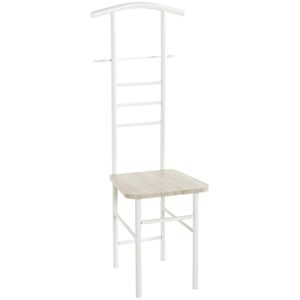 Haku-Möbel Herrendiener Step, weiß / eiche, Herrendienerstuhl, 46 x 119 x 50cm, Metall / Holz