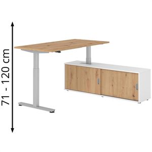 Schreibtisch Hammerbacher XMST 29269, asteiche, mit Sideboard