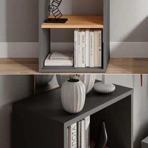 Produktbild für Bücherregal Vicco Orlando, anthrazit / eiche