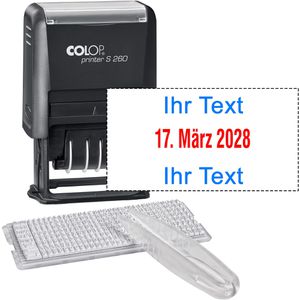 Datumstempel Colop Printer S 260 Set, rot/blau, selbstfärbend