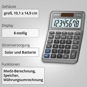 Produktbild für Taschenrechner Casio MS 80 F, mit MwSt-Berechnung