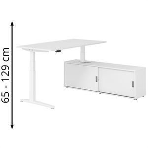 Produktbild für Schreibtisch Hammerbacher XBHM, 30777, weiß, mit Sideboard