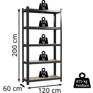 Produktbild für Schwerlastregal Karat Lakota, 5 Holzböden