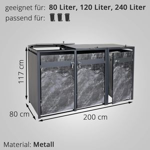 Produktbild für Mülltonnenbox Mendler HWC-J82, Metall