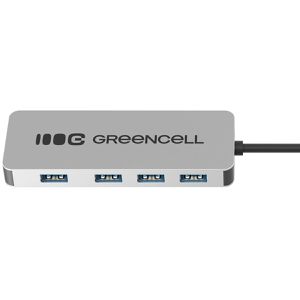 Produktbild für USB-Hub Green-Cell HUB-GC-C4A, grau, mit Metallgehäuse