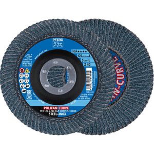 Produktbild für Fächerschleifscheibe PFERD-TOOLS PFR125L Z40 SGP CURVE STEELOX