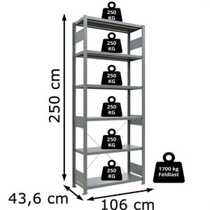 Produktbild für Schwerlastregal Schulte 12941, 6 Metallböden