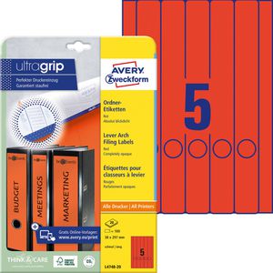 Produktbild für Rückenschilder Zweckform L4748-20, rot