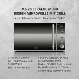 Produktbild für Mikrowelle Caso MG 20 Ceramic menu, mit 1000 Watt Grill