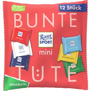 Ritter-Sport Minischokolade Mini Bunte Tüte, 6 Sorten, 12 Stück, 200g