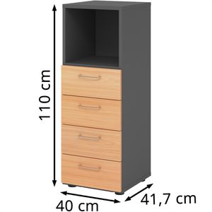 Produktbild für Kombischrank Hammerbacher Serie 9 Advanced, buche / graphit