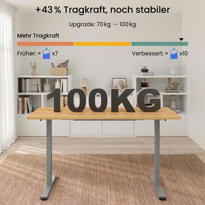 Produktbild für Schreibtisch FlexiSpot E1S Pro, ahorn / grau
