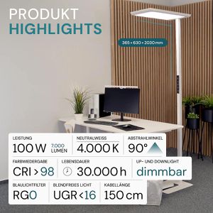Produktbild für Stehlampe Luxula LX700193, LED, weiß, 203 cm