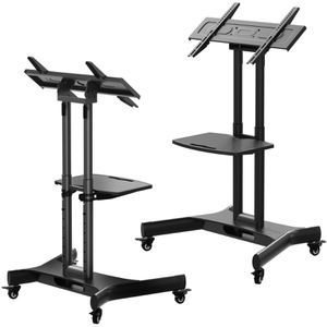 Produktbild für TV-Ständer Onkron TS1350-B, Ablage &amp; Rollen, schwarz, Metall