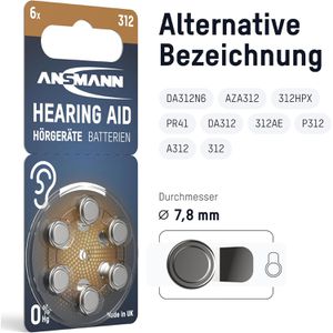 Produktbild für Hörgerätebatterie Ansmann 312