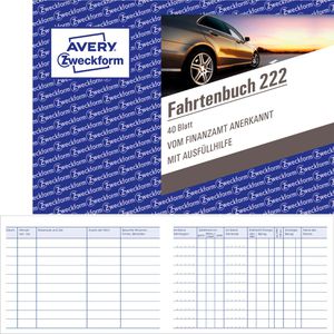 Avery Zweckform Fahrtenbuch 222 DIN A6 quer 40 Blatt für PKW