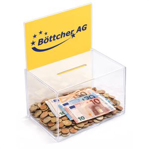Produktbild für Spendenbox Böttcher-AG Premium, Acryl, transparent, glasklar