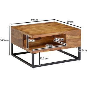 Produktbild für Couchtisch Wohnling WL6.535, aus Massivholz, sheesham