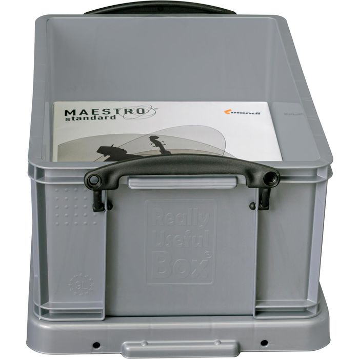 Really-Useful-Box Aufbewahrungsbox 9SS, 9L, mit Deckel, Kunststoff, silber, 40  x 26 x 16cm – Böttcher AG