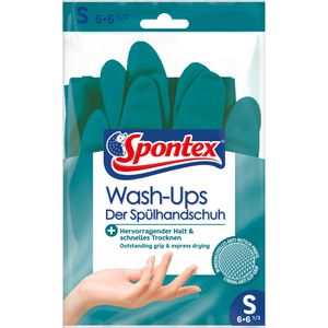 Spontex Gummihandschuhe Wash-Ups 12147876, Naturkautschuk mit Latex, blau, Gr. S