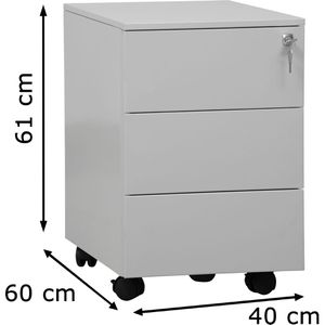 Produktbild für Rollcontainer G-Office MPS/PM.3, aus Metall, lichtgrau