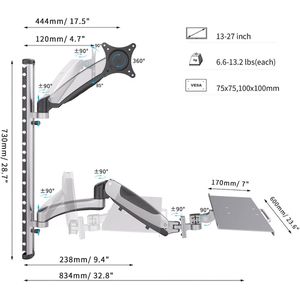 Produktbild für Monitorhalterung Digitus VDA-90354, VESA 75x75 &amp; 100x100 mm