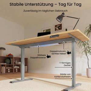 Produktbild für Schreibtisch FlexiSpot E1S Pro, ahorn / grau