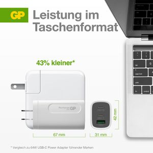 Produktbild für USB-Ladegerät GP Batteries GaN, 65 Watt