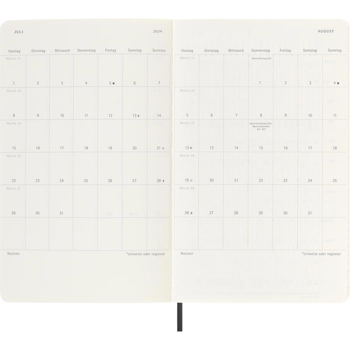 Moleskine Buchkalender Large, Jahr 2023, Notizkalender, 1 Woche auf 2