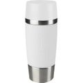 Isolierbecher Emsa Travel Mug 515108, 360 ml hält 4h warm, Edelstahl doppelwandig, weiß