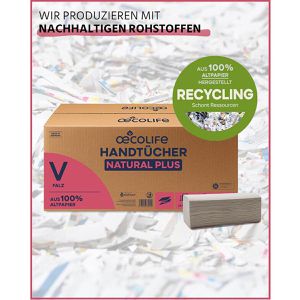 Produktbild für Papierhandtücher Oecolife Natural Plus, 4802200, 2-lagig
