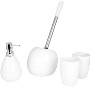 Axentia Badaccessoires-Set Pisa, 4-teilig, aus Keramik, weiß