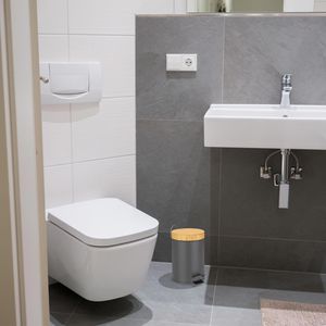 Produktbild für Mülleimer Relaxdays Bambus, grau