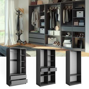Produktbild für Kleiderschrank Vicco Elmo, 3er Set, anthrazit