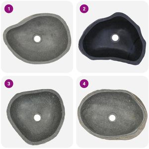 Produktbild für Waschbecken vidaXL Flussstein, aus Naturstein,grau