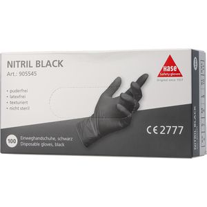 Produktbild für Einmalhandschuhe Hase Nitril, schwarz, 100 Stück