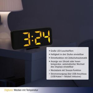 Produktbild für Wecker TFA 60.2027.01 schwarz, digital