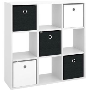 Bücherregal Vicco Hylda, weiß, mit 5 Faltboxen