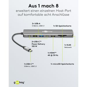 Produktbild für Dockingstation Goobay Slim 8-Port 79148